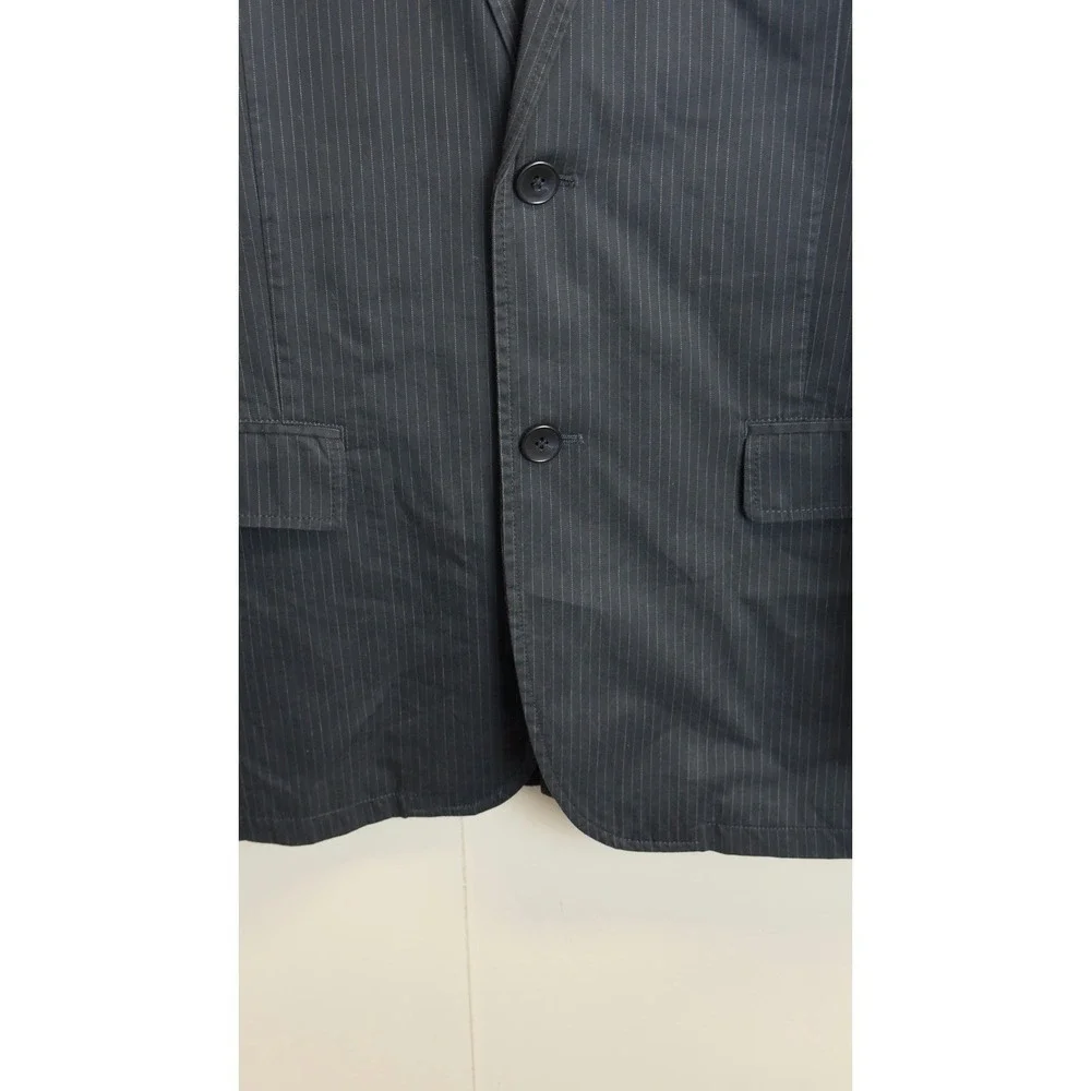 Gap‎ Mens Navy Blue Pinstripe Cotton Blazer Sport Coat Jacket XL Unstructured